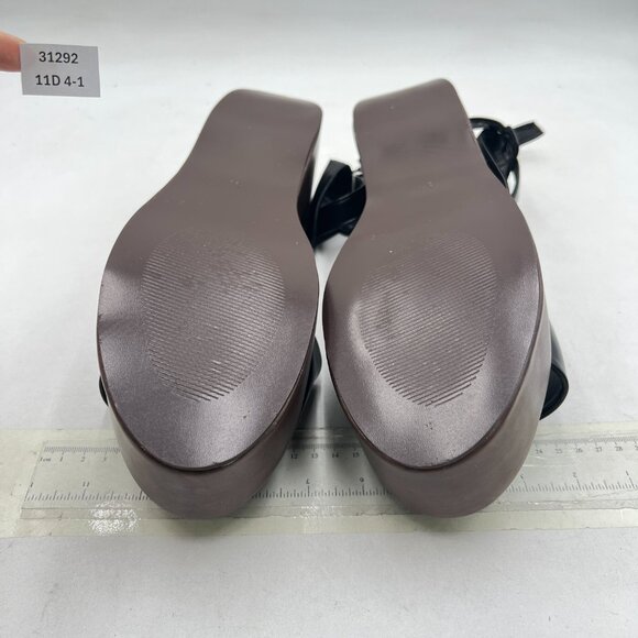 miss left Black Platform Open Toe Sandals Sling Back Ankle Strap Heel Wedge Shoe - Picture 6 of 7